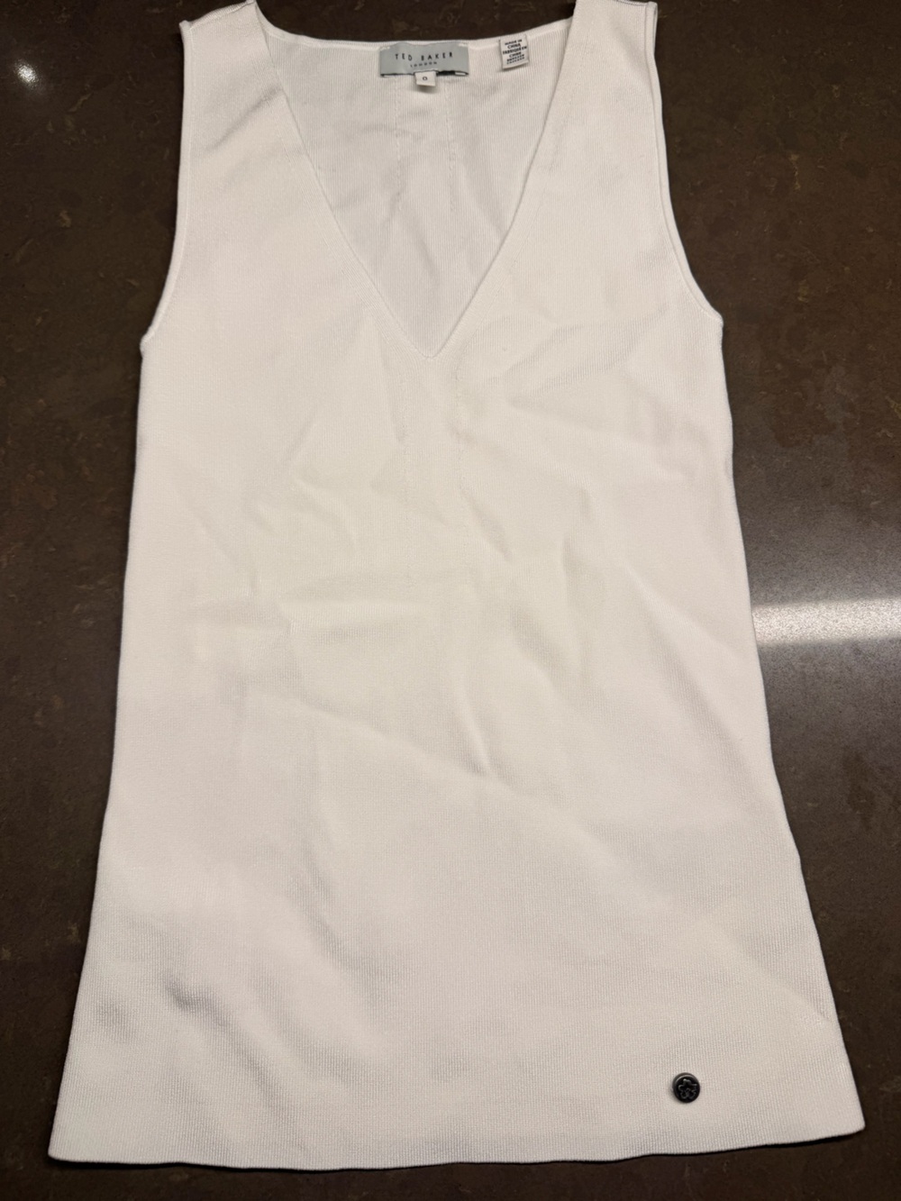 Ted Baker White Sleeveless V-Neck Knit Top